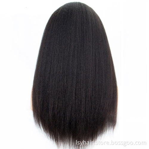 Kinky Straight Full Lace Wig 10 to 40 Inch 100% Brazilian Kinky Straight Human Hair Wigs Pre Plucked Hair Line Full Lace  Wig